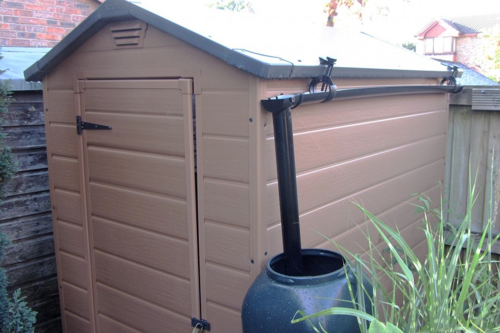 Hall's Rainsaver and Water Butt on Keter 6x4 Shed